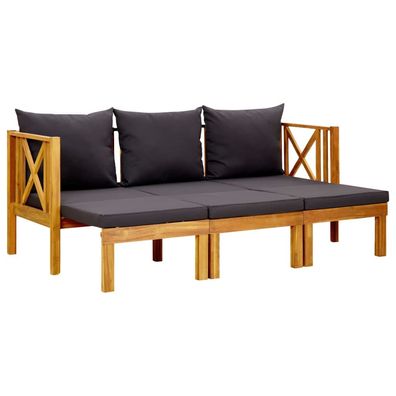 vidaXL 3-Sitzer-Gartenbank mit Kissen 179 cm Massivholz Akazie