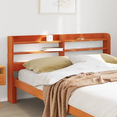 vidaXL Kopfteil mit Ablagen Wachsbraun 160 cm Massivholz Kiefer
