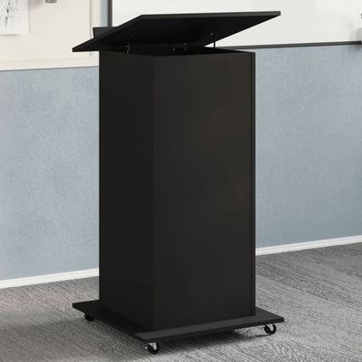 vidaXL Rednerpult mit Rollen & Schublade Schwarz 55x55x107 cm