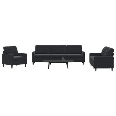 vidaXL 4-tlg. Sofagarnitur mit Kissen Schwarz Samt