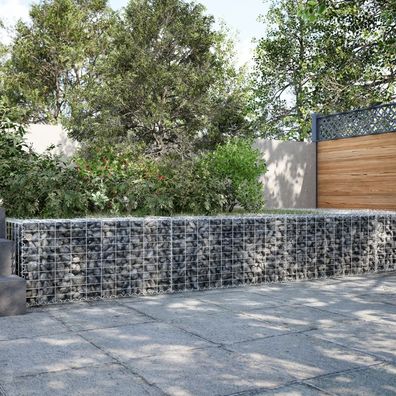 vidaXL Gabione mit Deckel 300x50x50 cm Verzinktes Eisen