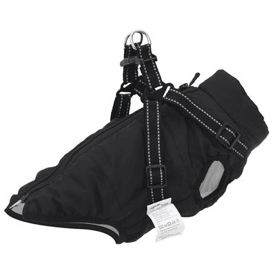 vidaXL Hundemantel mit Geschirr Wasserdicht Reflektierend Schwarz L28