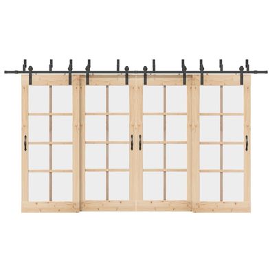 vidaXL Schiebetürbeschlag-Set 400 cm Stahl Schwarz