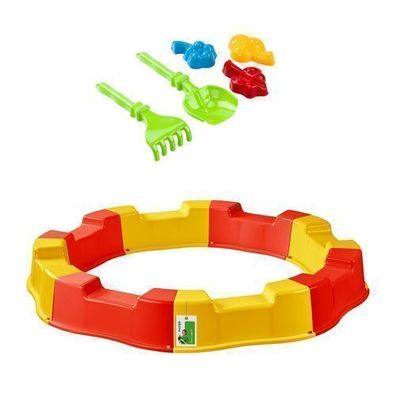 PAFEN Sandkasten Kunststoff Ø 160 Sandbox Rund 5 Sandspielzeug Gelb/ Rot