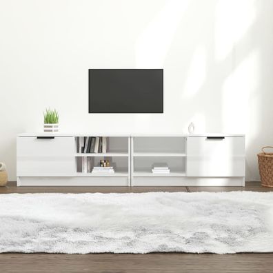vidaXL TV-Schränke 2 Stk. Hochglanz-Weiß 80x35x36,5 cm Holzwerkstoff