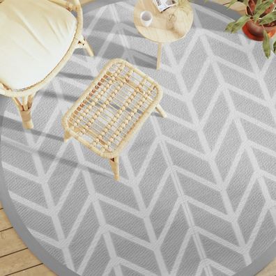 vidaXL Outdoor-Teppich ARAKIL Grau Ø200 cm PP
