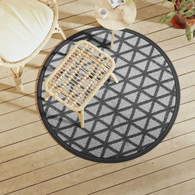 vidaXL Outdoor-Teppich ARAKIL Schwarz Ø120 cm PP
