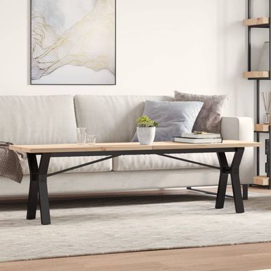 vidaXL Couchtisch Y-Gestell 160x40x45,5 cm Massivholz Kiefer Stahl