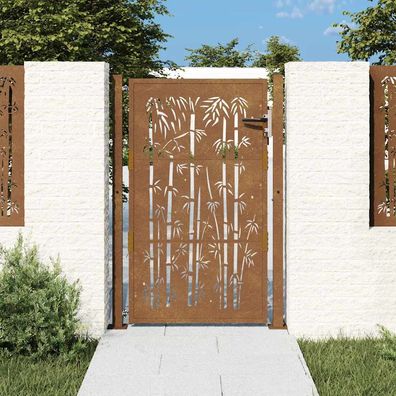 vidaXL Gartentor 105x155 cm Cortenstahl Bambus-Design