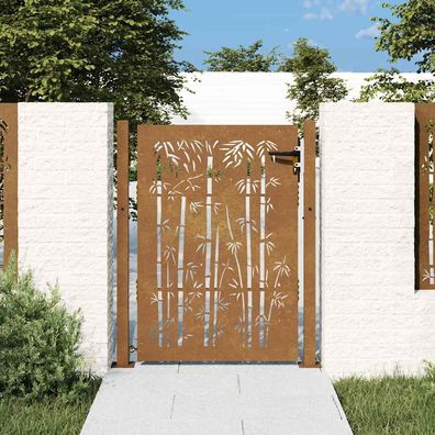 vidaXL Gartentor 105x155 cm Cortenstahl Bambus-Design