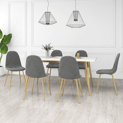 vidaXL Esszimmerstühle 6 Stk. Hellgrau Samt