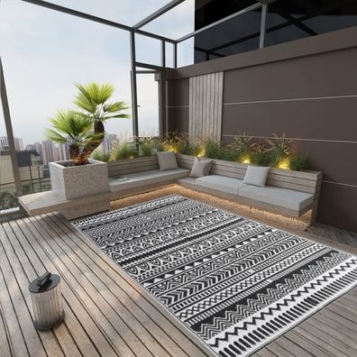 vidaXL Outdoor-Teppich ARAKIL Schwarz 140x200 cm PP