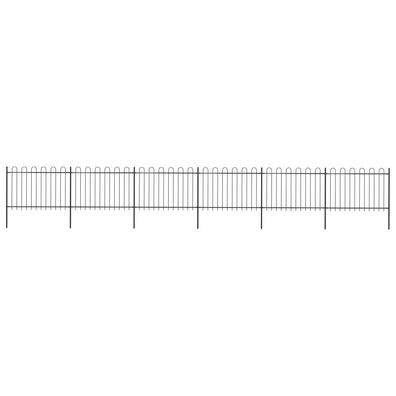 vidaXL Gartenzaun mit Bügel-Design Stahl 10,2 x 1,2 m Schwarz