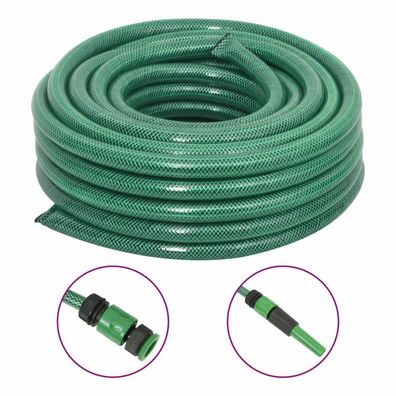 vidaXL Gartenschlauch mit Kupplung-Set Grün 0,75" 30 m PVC