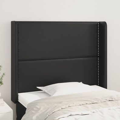 vidaXL Kopfteil mit Ohren Schwarz 83x16x118/128 cm Kunstleder