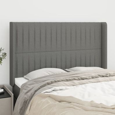 vidaXL Kopfteil mit Ohren Dunkelgrau 147x16x118/128 cm Stoff