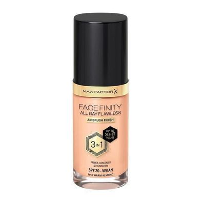 Max Factor Facefinity All Day Flawless 3in1 Fluessige Foundation N45 Warm Almond,