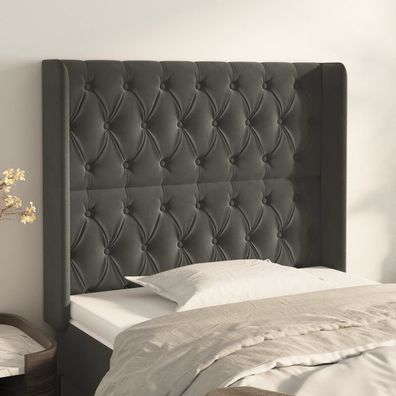 vidaXL Kopfteil mit Ohren Dunkelgrau 103x16x118/128 cm Samt