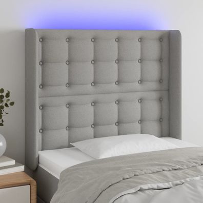 vidaXL LED Kopfteil Hellgrau 93x16x118/128 cm Stoff