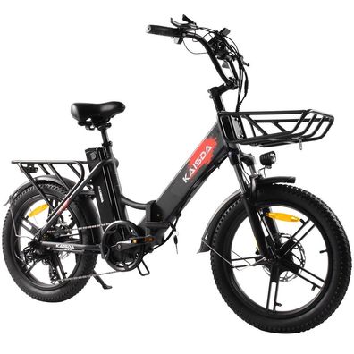 Damen E-Bike mit Korb und Gepäckträger mit 20 Zoll 36V Doppelte 10,4Ah Akkus
