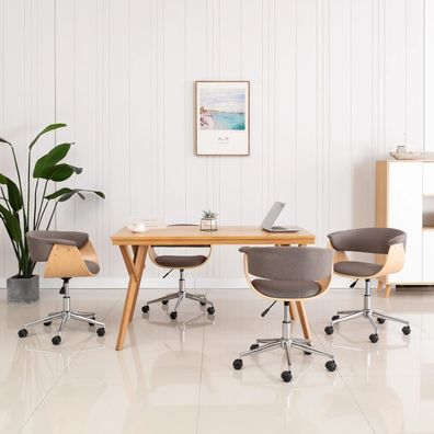 vidaXL Drehbare Esszimmerstühle 4 Stk. Taupe Stoff