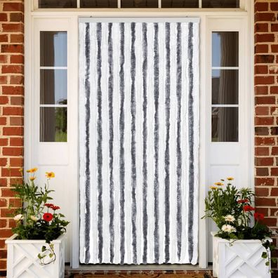 vidaXL Insektenschutz-Vorhang Grau und Weiß 90x220 cm Chenille