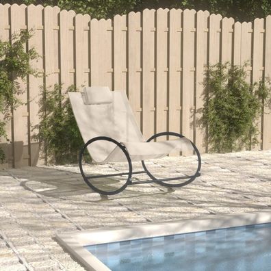 vidaXL Sonnenliege mit Kissen Stahl und Textilene Creme