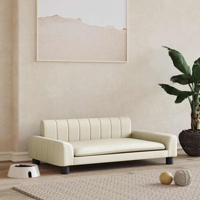 vidaXL Hundebett Creme 90x53x30 cm Kunstleder