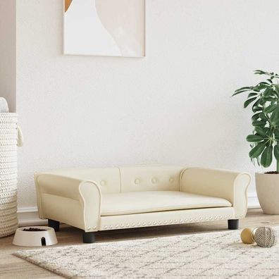vidaXL Hundebett Creme 95x55x30 cm Kunstleder