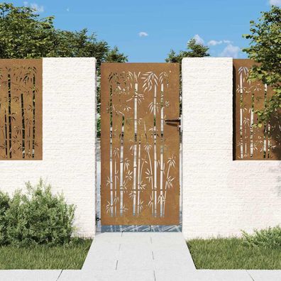 vidaXL Gartentor 85x175 cm Cortenstahl Bambus-Design