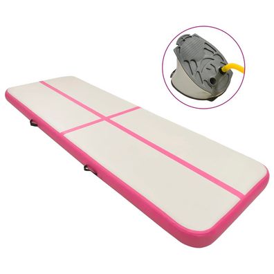 vidaXL Aufblasbare Gymnastikmatte mit Pumpe 500x100x20 cm PVC Rosa