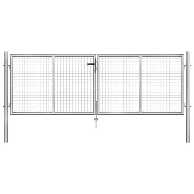 vidaXL Gartentor Verzinkter Stahl 306 x 125 cm Silbern