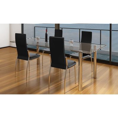 vidaXL Esszimmerstühle 4 Stk. Schwarz Kunstleder