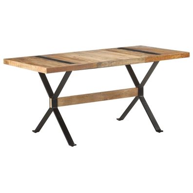 vidaXL Esstisch 160x80x76 cm Raues Mangoholz