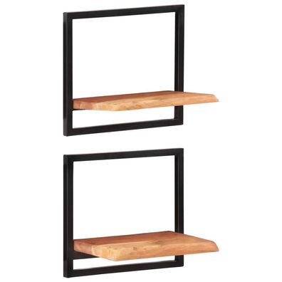vidaXL Wandregale 2 Stk. 40x24x35 cm Massivholz Akazie und Stahl