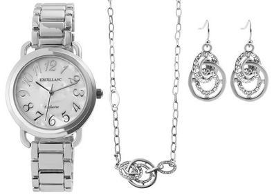 Excellanc 1800203-002 Excellanc Damen Geschenkset mit Uhr, Ohrringen und Halskette