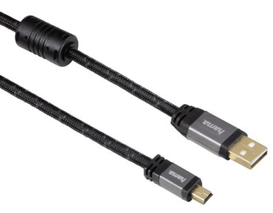 Hama HQ 1,8m USBKabel MiniBStecker MiniUSB 2.0 Gold für PC Kamera Handy etc