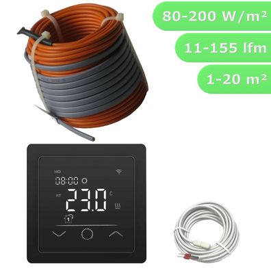 Fußbodenheizung elektrisch Komplett Set Fliese Bad Heizdraht Thermostat Touch sw