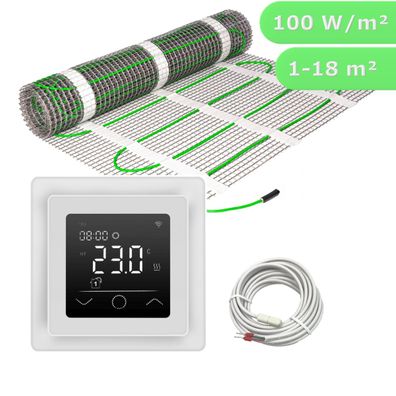 Fußbodenheizung elektrisch Komplett SET Fliese Elektro Bodenheizung Touch weiß