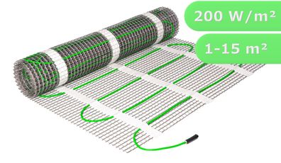 Fußbodenheizung elektrisch Fliese Bad Elektro Bodenheizung Heizmatte 200 W/m²