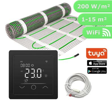 Fußbodenheizung elektrisch Komplett SET Fliese Bodenheizung Elektro WLAN WiFi sw