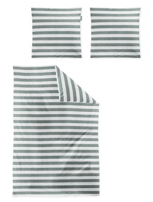 Irisette Wave Mako-Satin Bettwäsche 135x200 Streifen salbei silber 8559-30