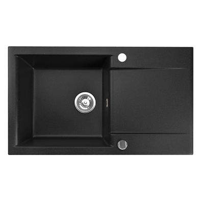 Granitspüle Küchenspüle Estein 86 schwarz metalic 86 x 50 cm