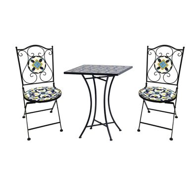 Dekoratives Mosaik Set Sitzgarnitur Sitzgruppe Gartentisch Stühle Bistrotisch