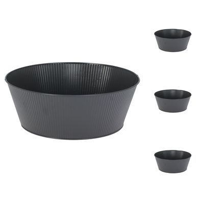 4 Stück Blumentopf Pflanztopf Umtopf Pflanzgefäß Balkontopf verzinkt Ø22xH10cm