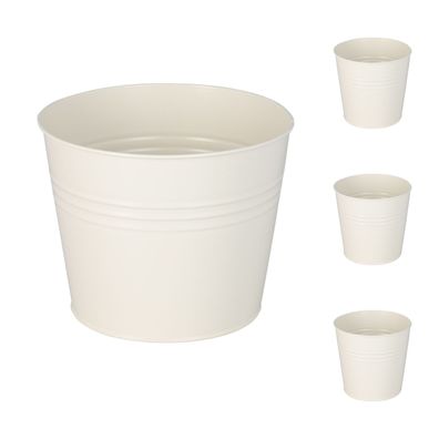 4 Stück Blumentopf Pflanztopf Umtopf Pflanzgefäß Balkontopf verzinkt Ø17xH15cm