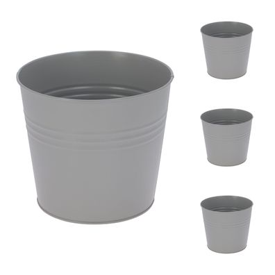 4 Stück Blumentopf Pflanztopf Umtopf Pflanzgefäß Balkontopf verzinkt Ø17xH15cm