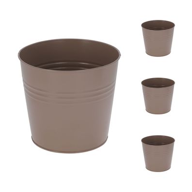 4 Stück Blumentopf Pflanztopf Umtopf Pflanzgefäß Balkontopf verzinkt Ø17xH15cm