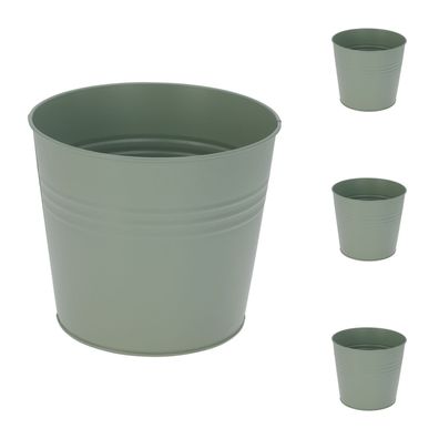 4 Stück Blumentopf Pflanztopf Umtopf Pflanzgefäß Balkontopf verzinkt Ø17xH15cm