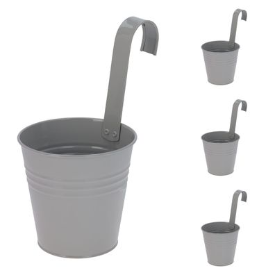 4er Hängetopf Blumentopf zum Aufhängen Pflanzgefäß Balkontopf Grau Ø13xH26cm